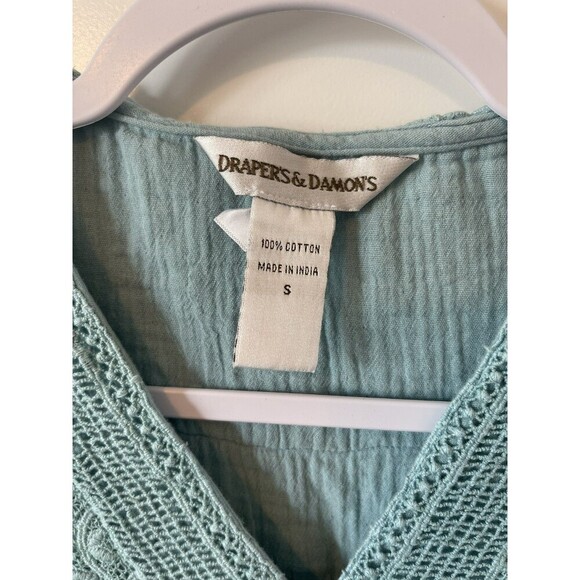 Vintage Drapers & Damons Womens S Blue Embroidered gauze midi Dress lined - Picture 3 of 3